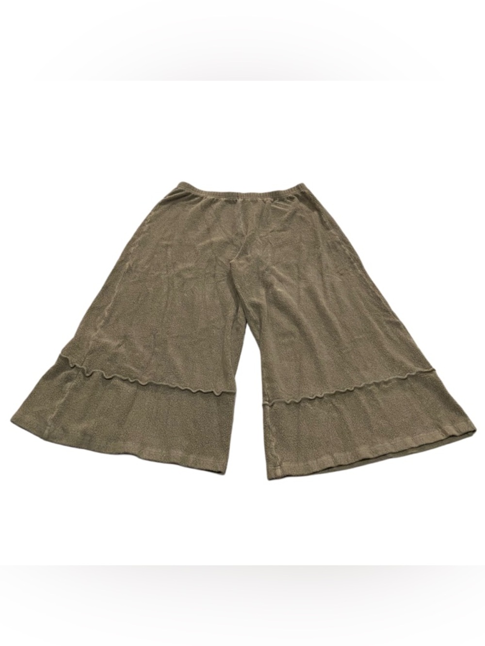 Bryn Walker Wide Leg Plush Capris Khaki Color Lagenlook Women’s Large Read